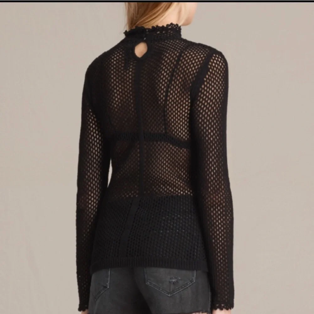 All Saints NEW Top. Mesh knit Black, Sz 0